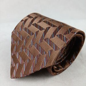 Nsignia 3.75x60 Mens Tie Silk Jacquard Brown Geometric
